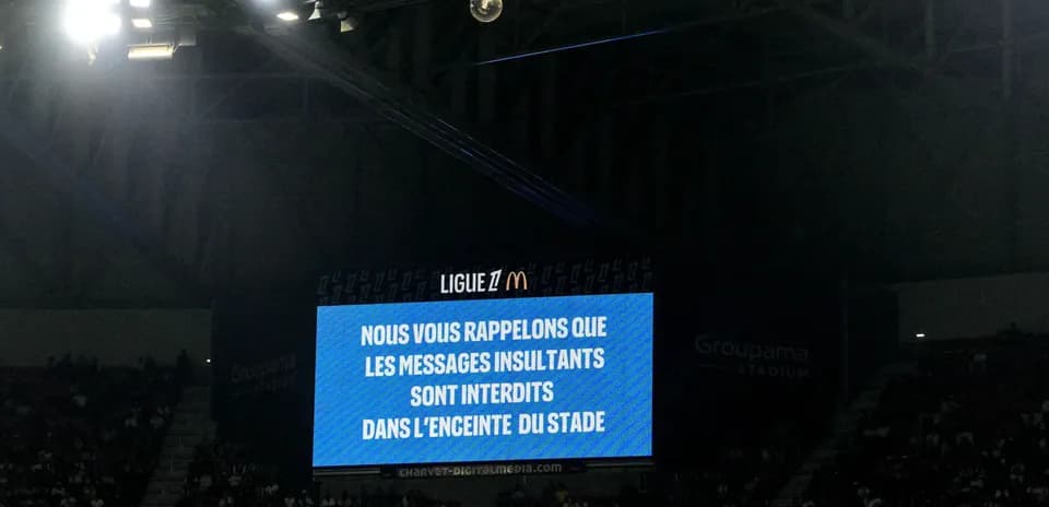 Message board reminding fans about stadium conduct
