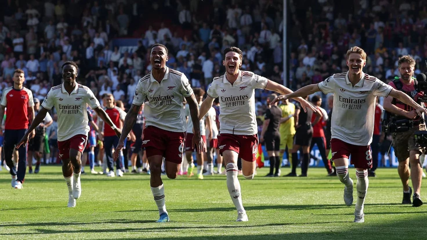 Arsenal players celebrating after a goal