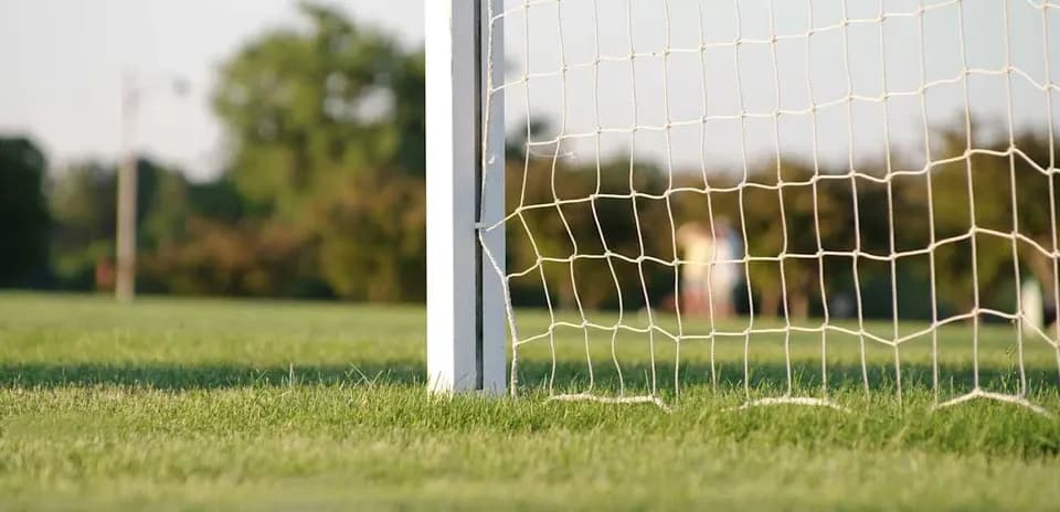 Goal post and net on a soccer field