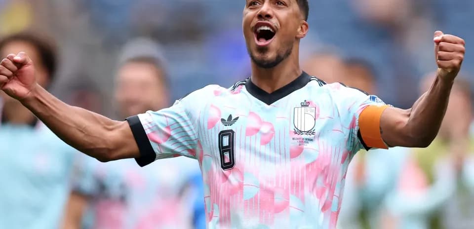 Belgian player celebrating victory during match