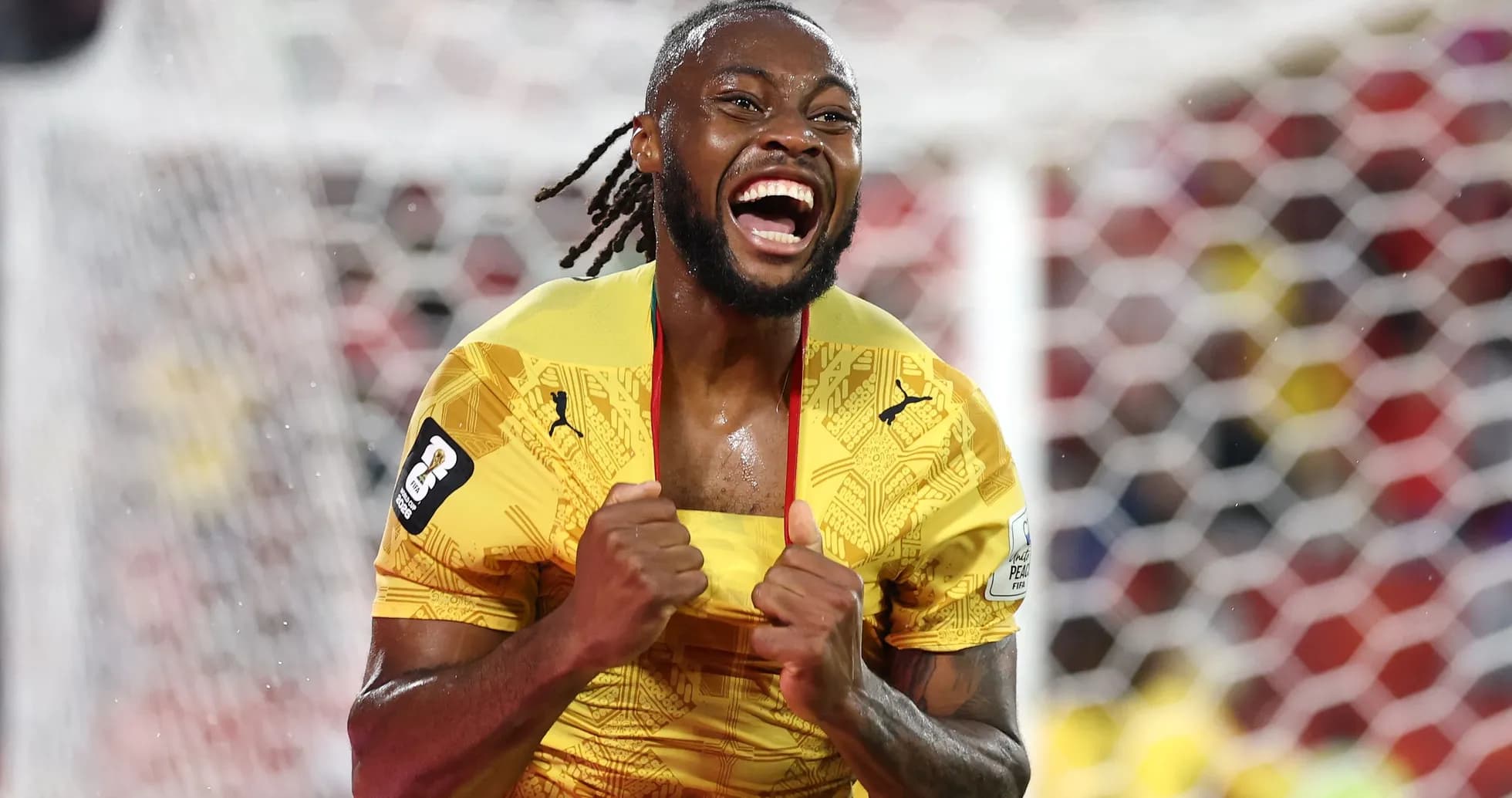 Player celebrating after scoring a goal
