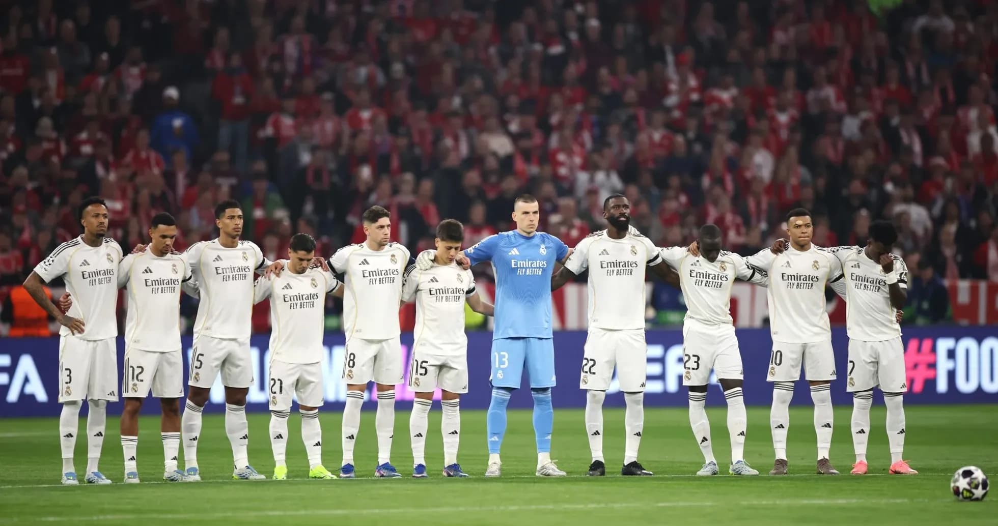 Real Madrid players standing together before match