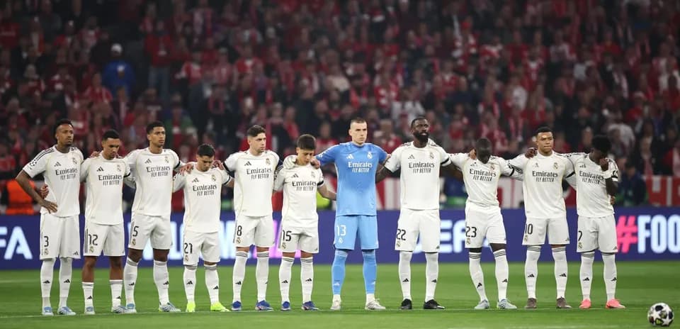 Real Madrid players standing together before match