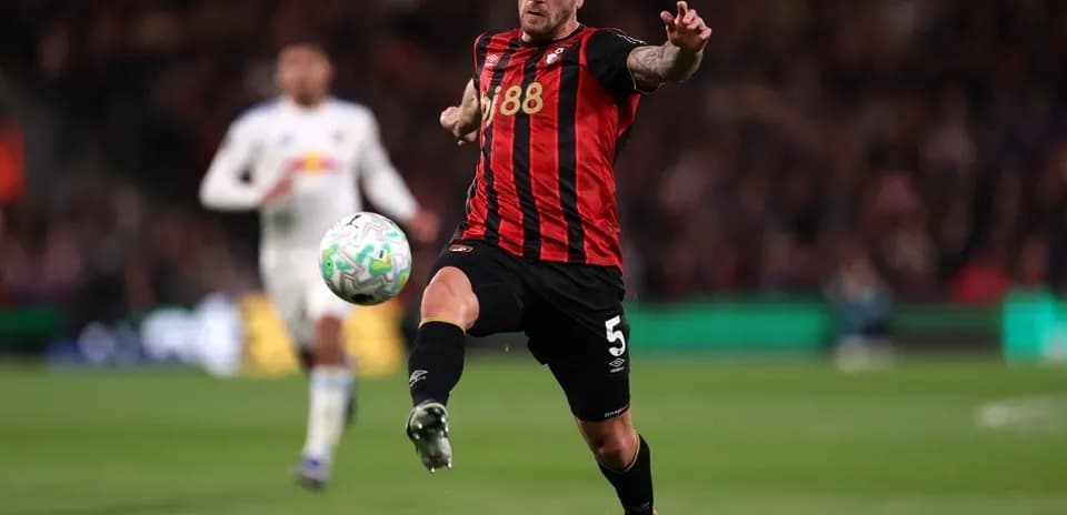 Player kicking ball during a football match