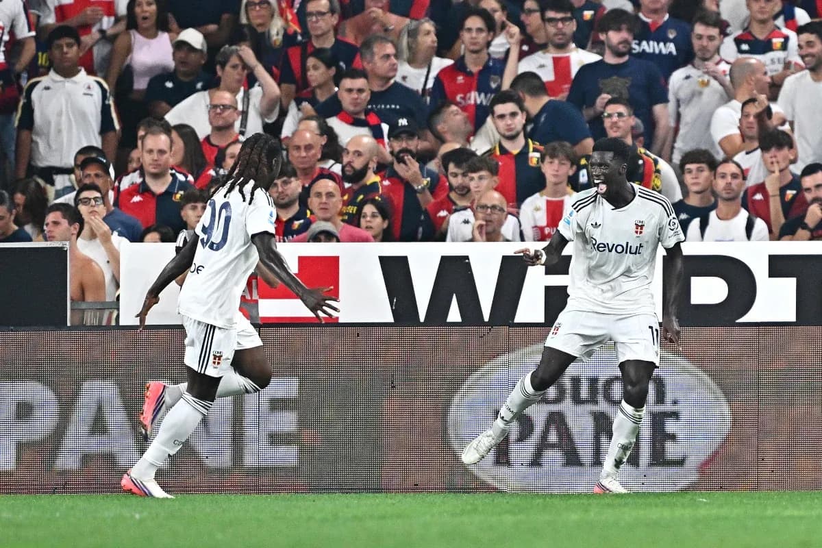 Players celebrating a goal during Serie A match