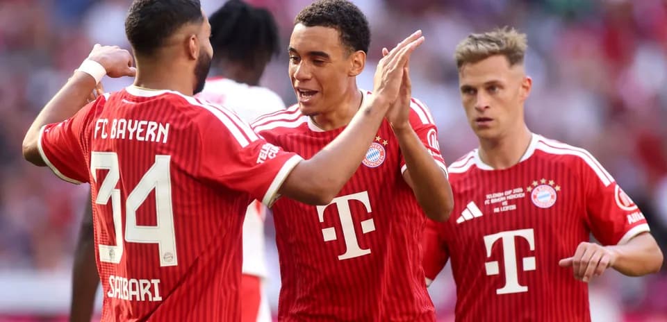 Bayern Munich players celebrating during a match