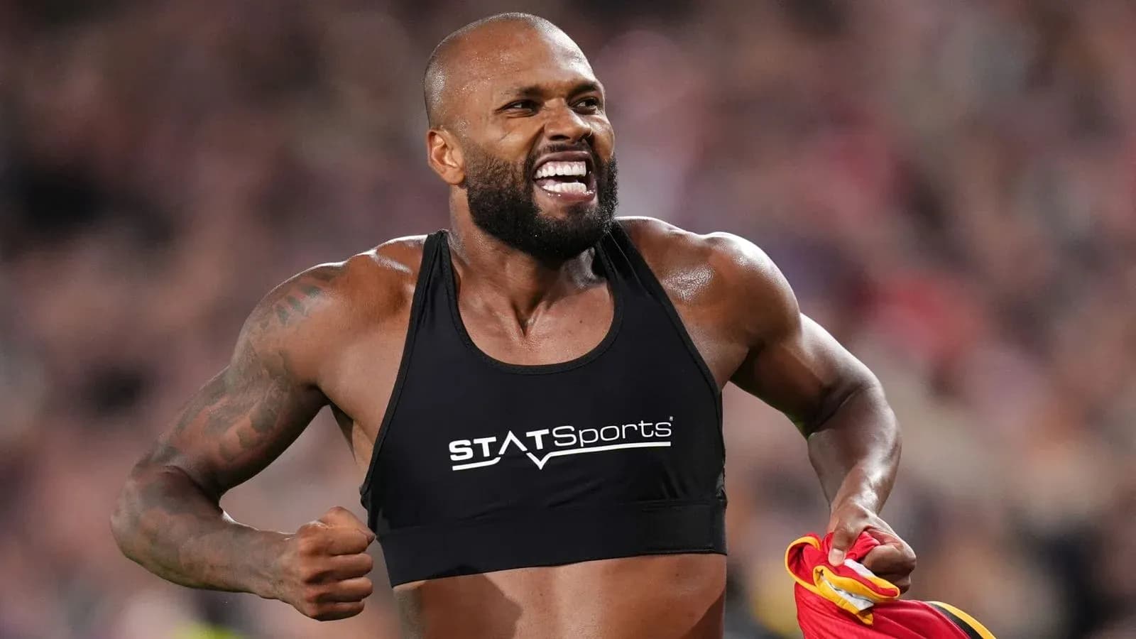Athlete celebrating after a competition performance
