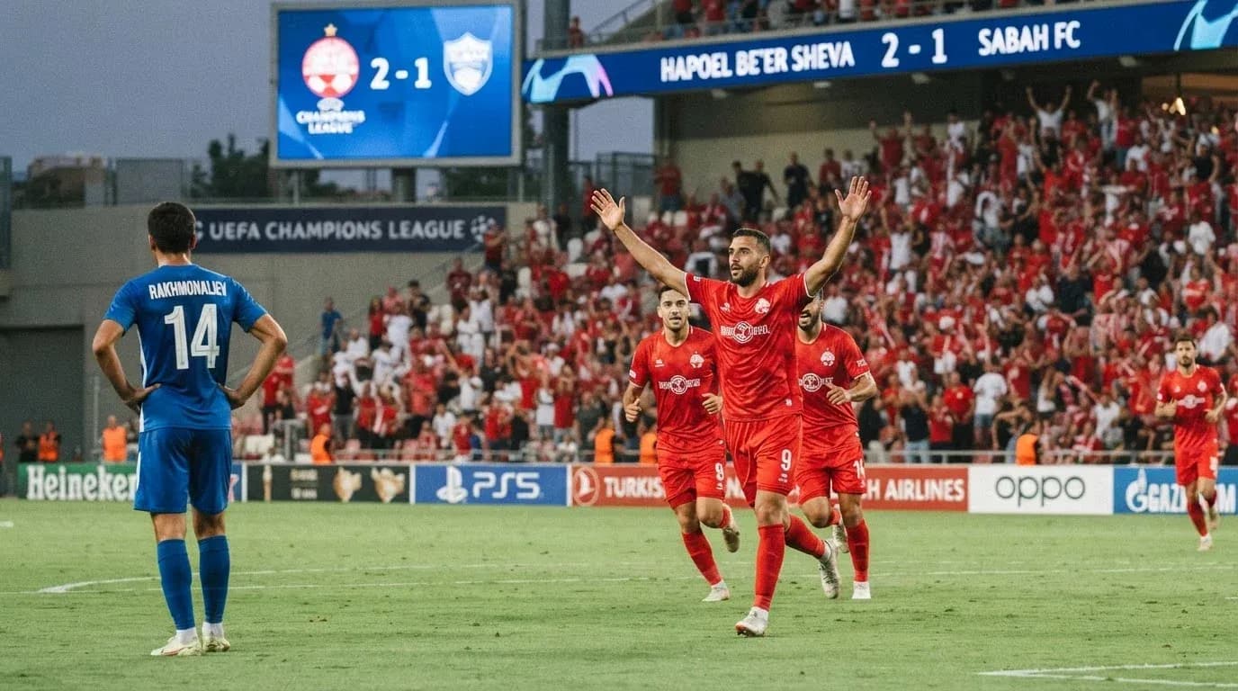 Hapoel Beer Sheva players celebrating a goal