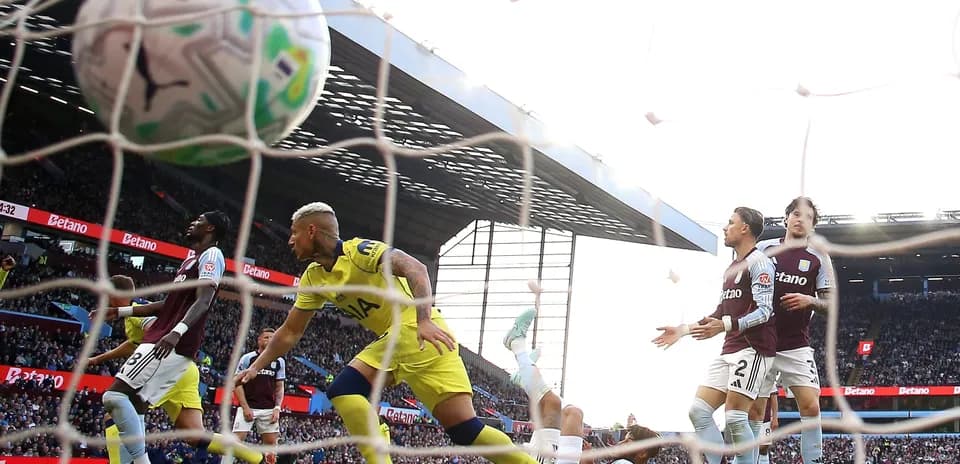 Aston Villa players reacting during Tottenham match