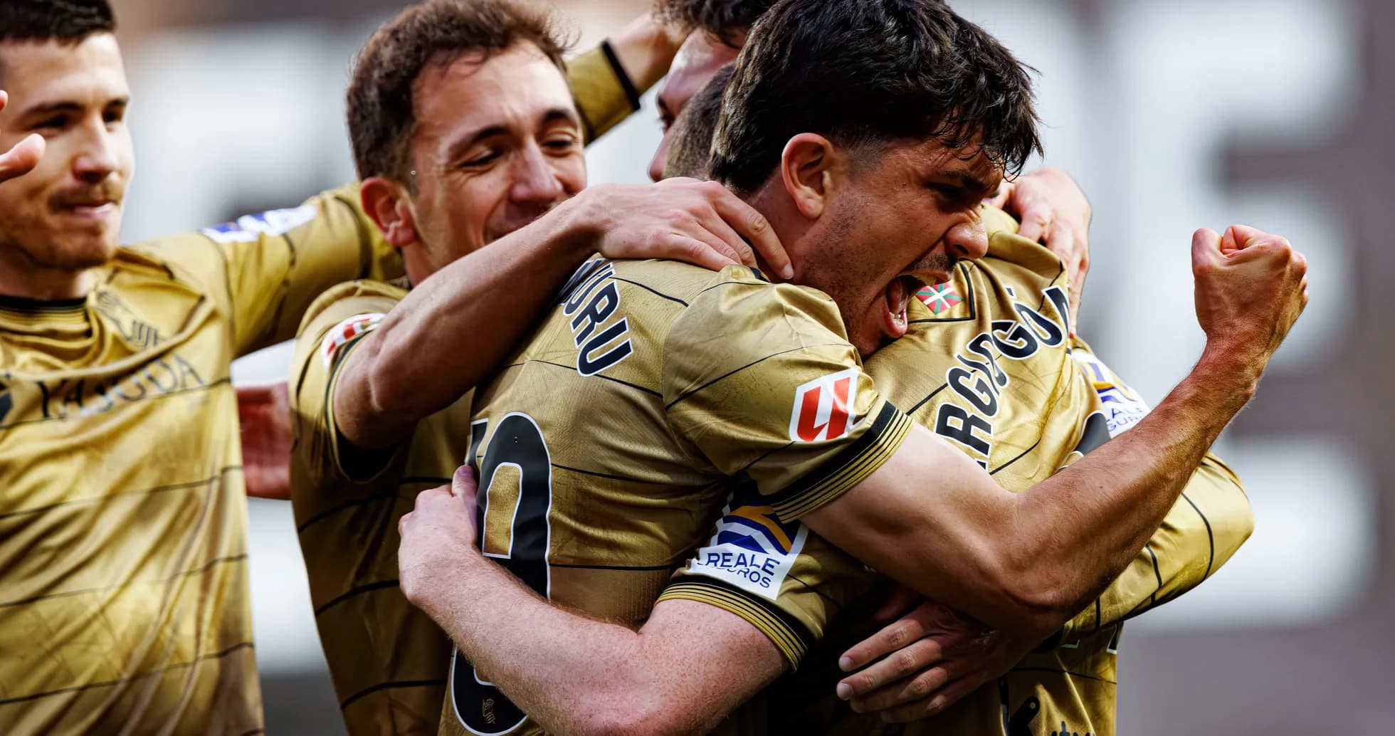 Real Sociedad players celebrating a goal