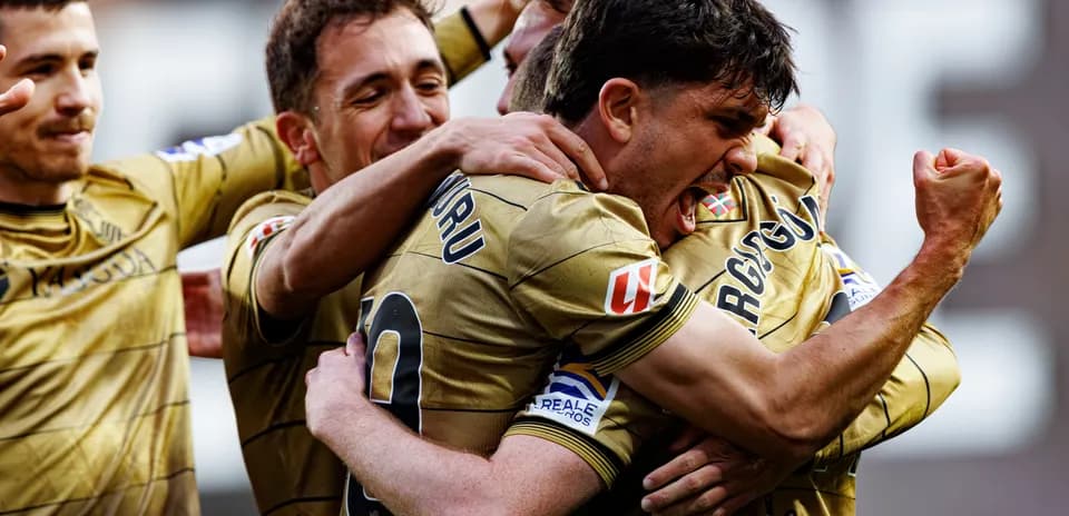Real Sociedad players celebrating a goal