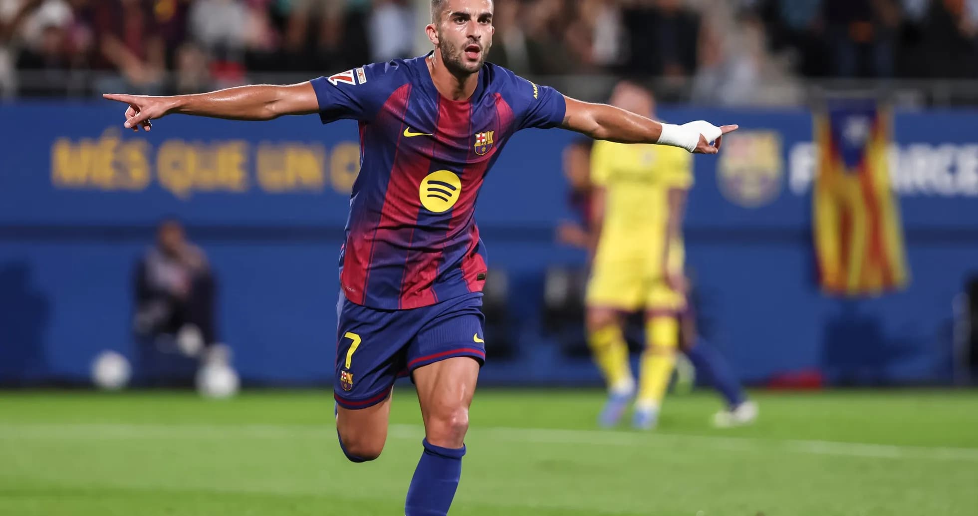 Barcelona player celebrating a goal in La Liga