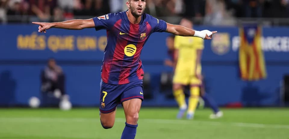 Barcelona player celebrating a goal in La Liga