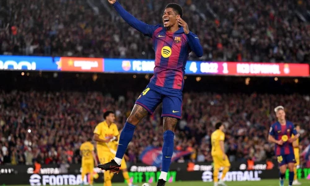 Barcelona player celebrating a goal at Camp Nou