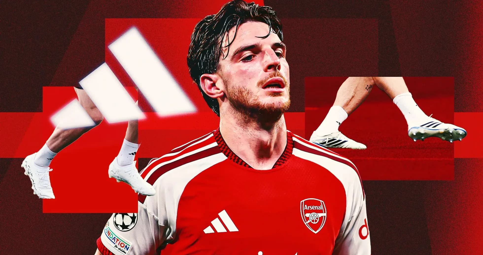 Arsenal player with red jersey and soccer cleats