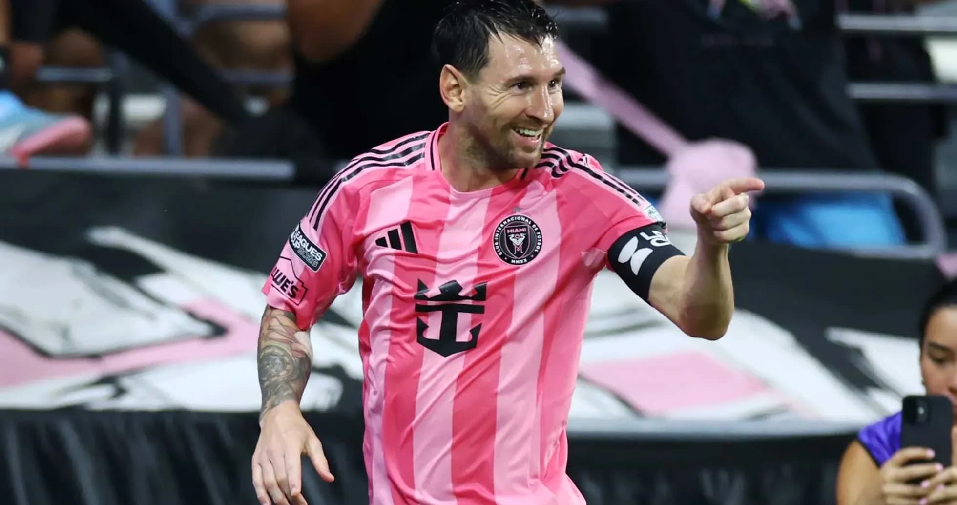 Lionel Messi celebrating during a match for Inter Miami