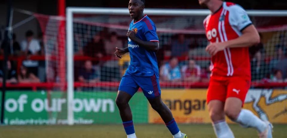 Player in blue kit running on the pitch