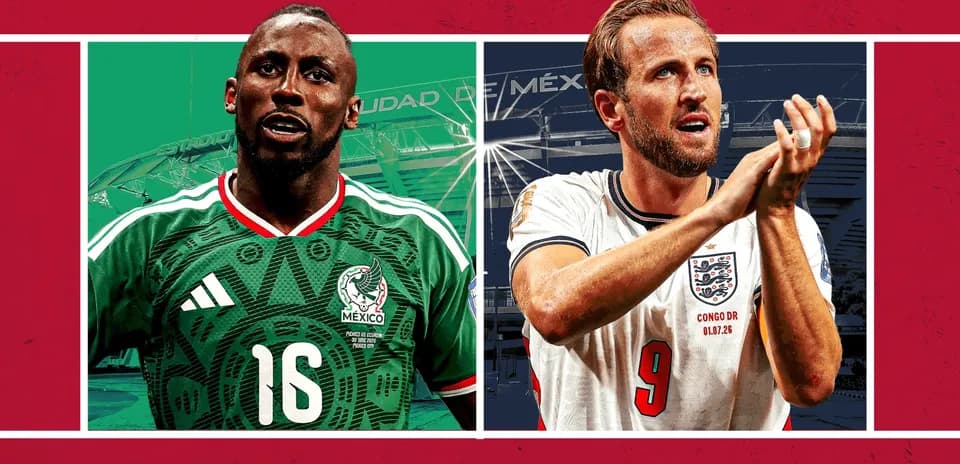 Mexico and England players before World Cup match