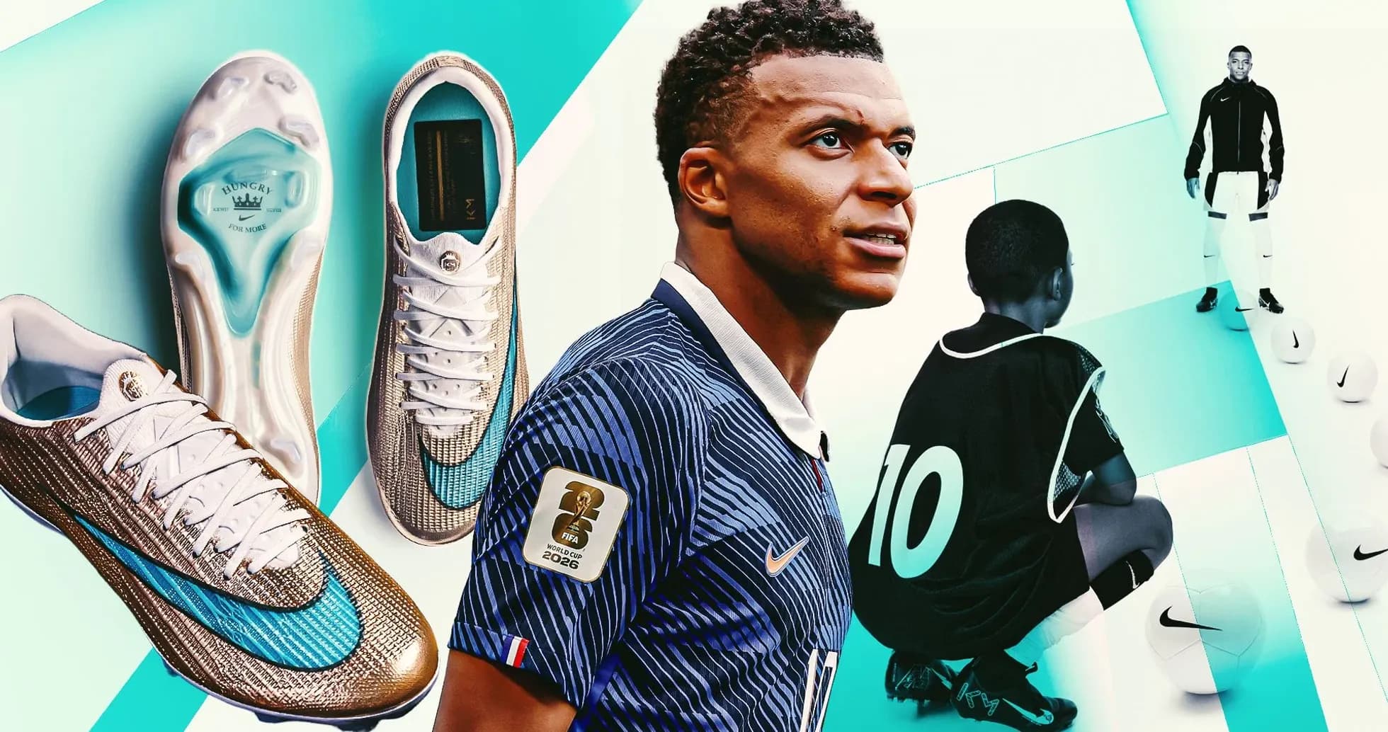 Kylian Mbappé showcasing new soccer cleats and training