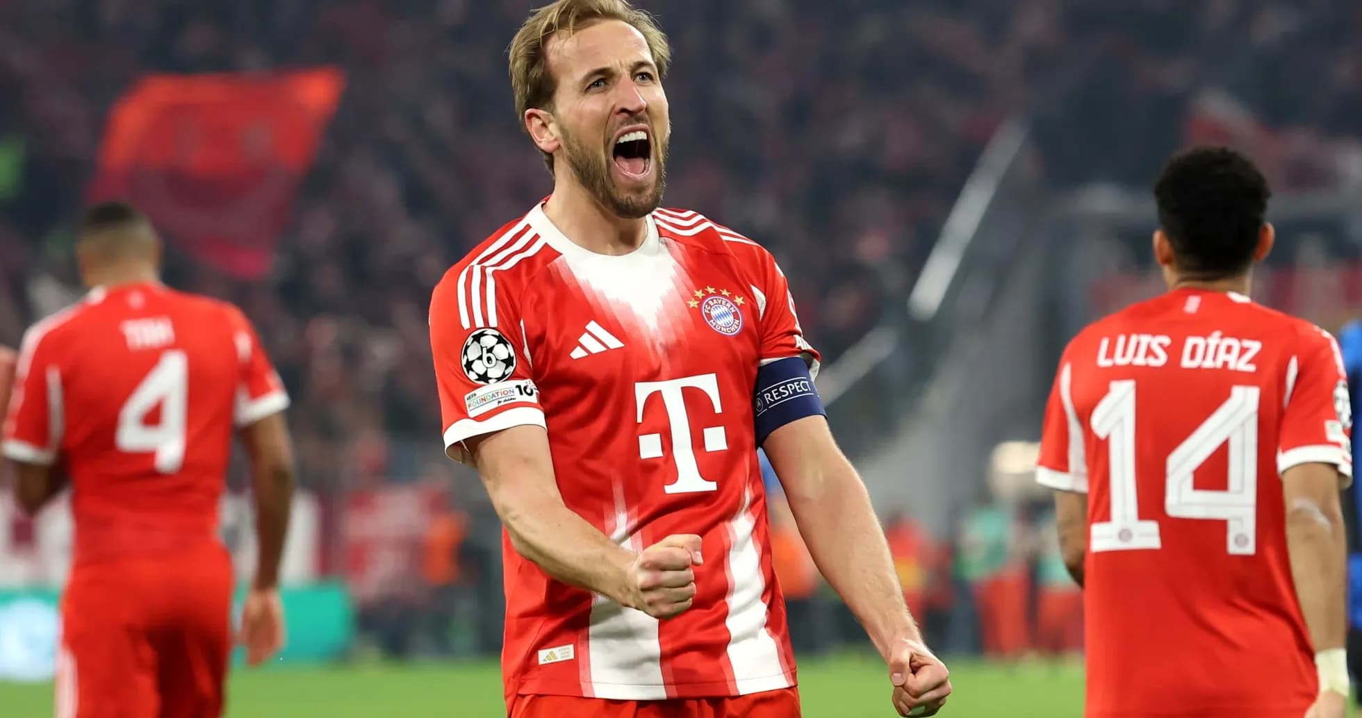 Bayern player celebrating during Champions League match