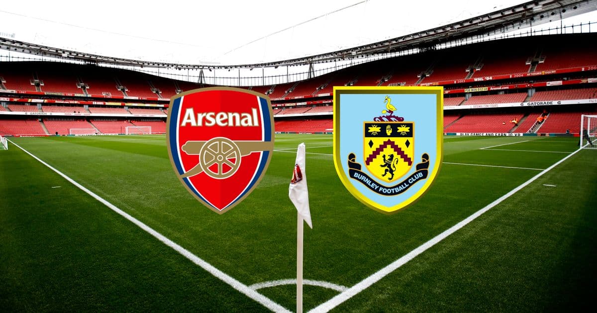 Arsenal and Burnley logos in stadium setting