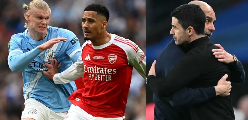 Erling Haaland and William Saliba in action