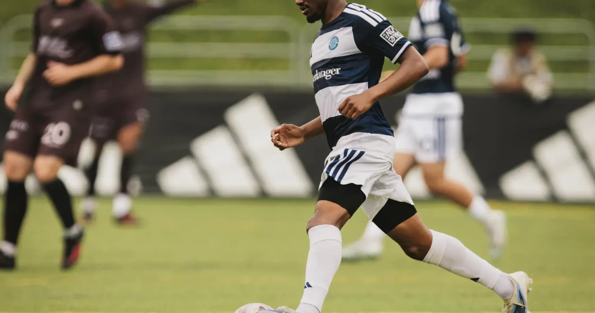 Player dribbling the ball during match