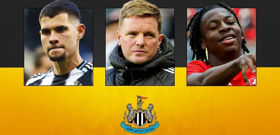 Three Newcastle United players and manager in collage