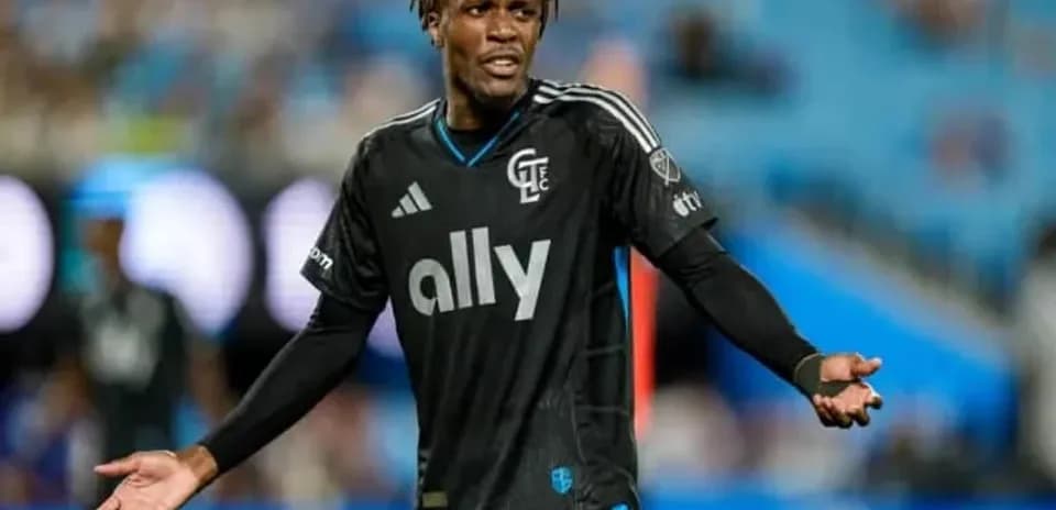 Player gesturing during a soccer match