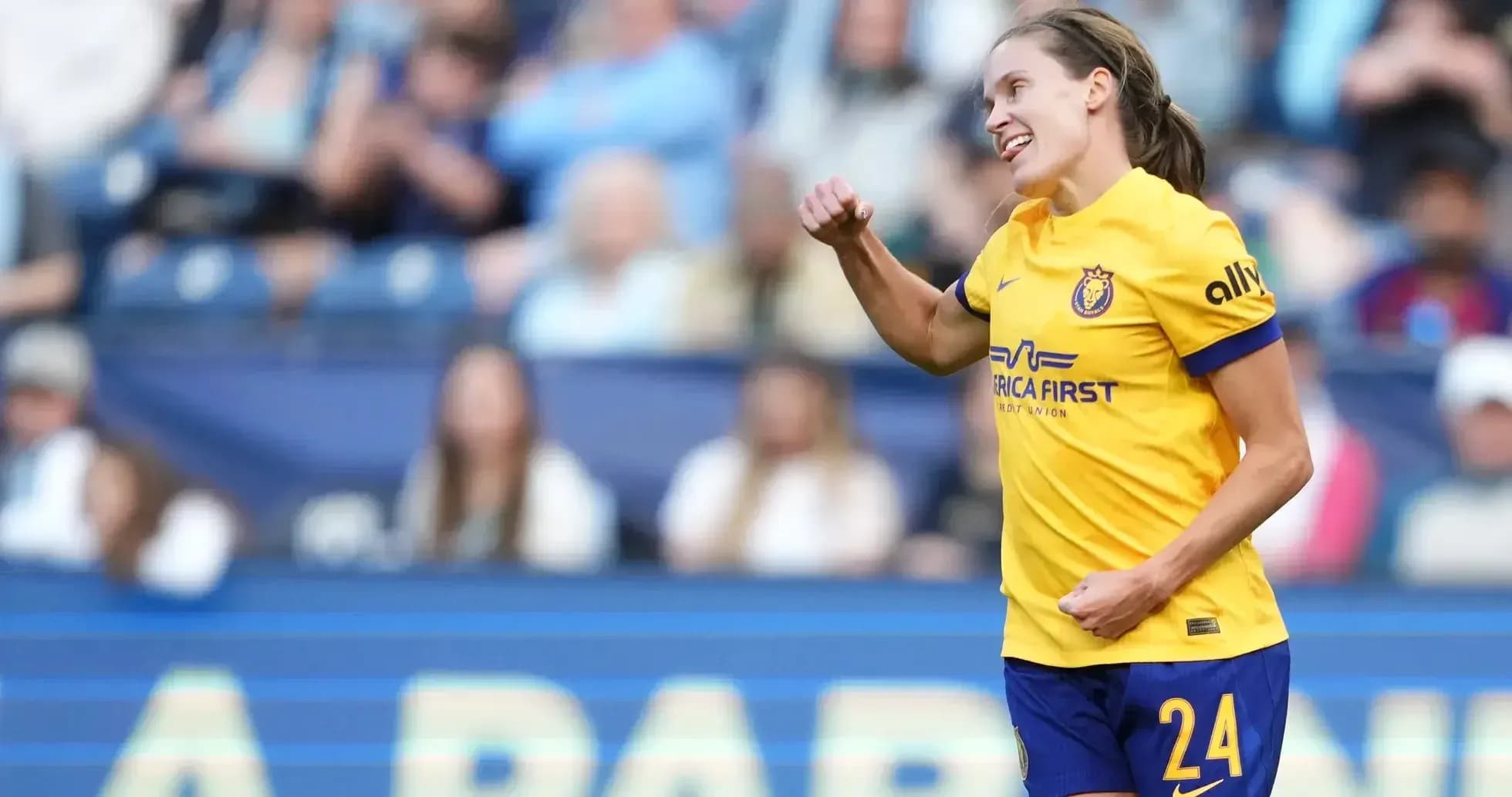 Player celebrating during Utah Royals match