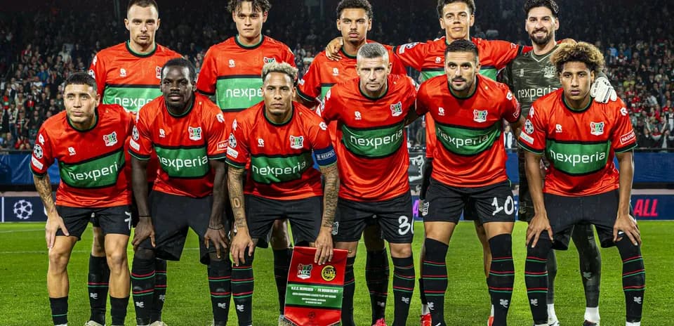 NEC Nijmegen team posing before match
