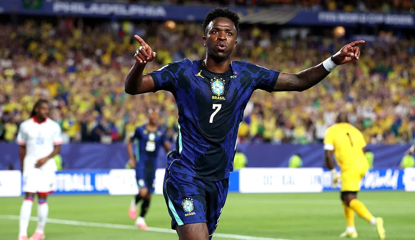 Player celebrating goal during Brazil match