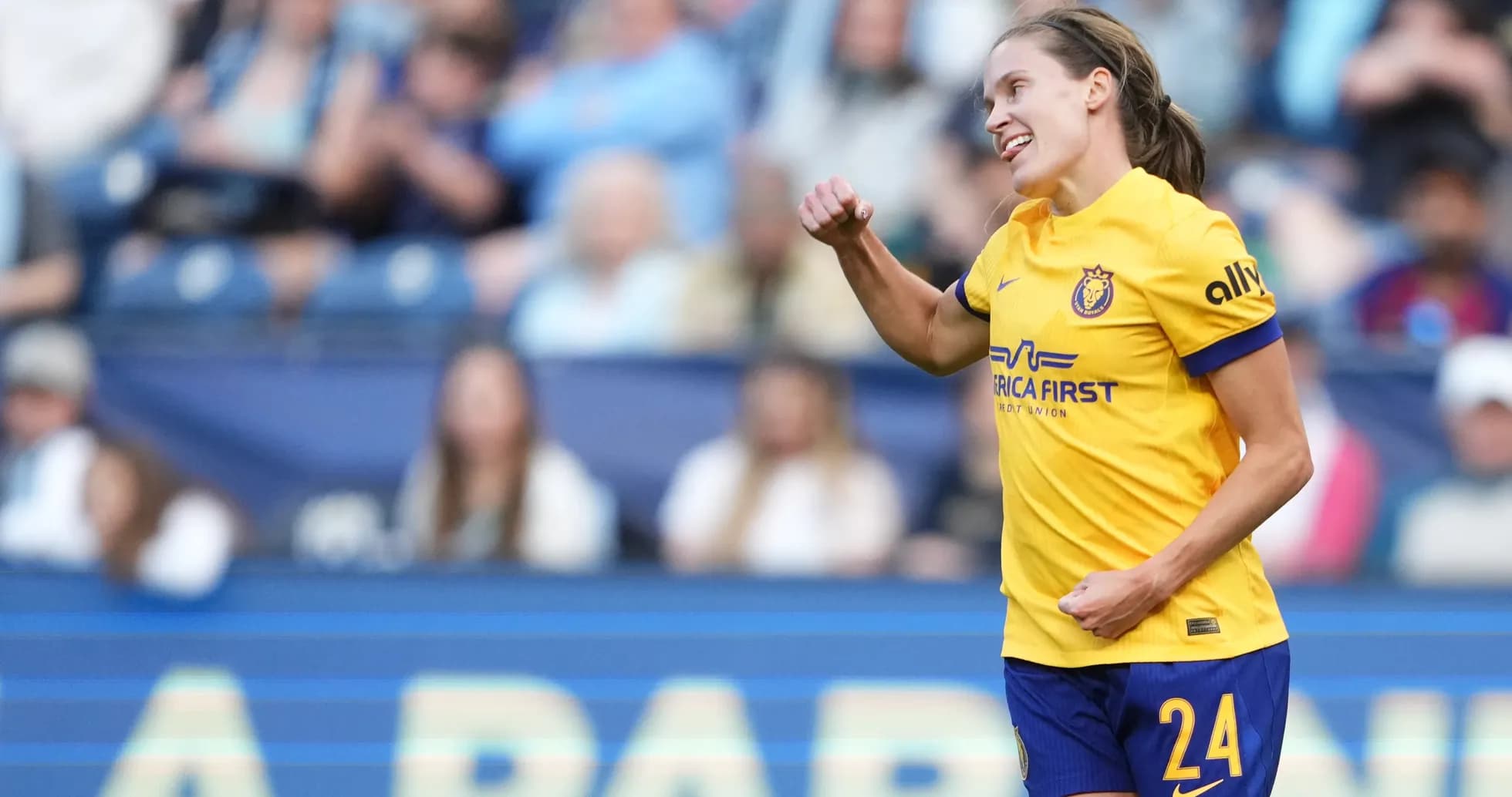 Player celebrating during Utah Royals match
