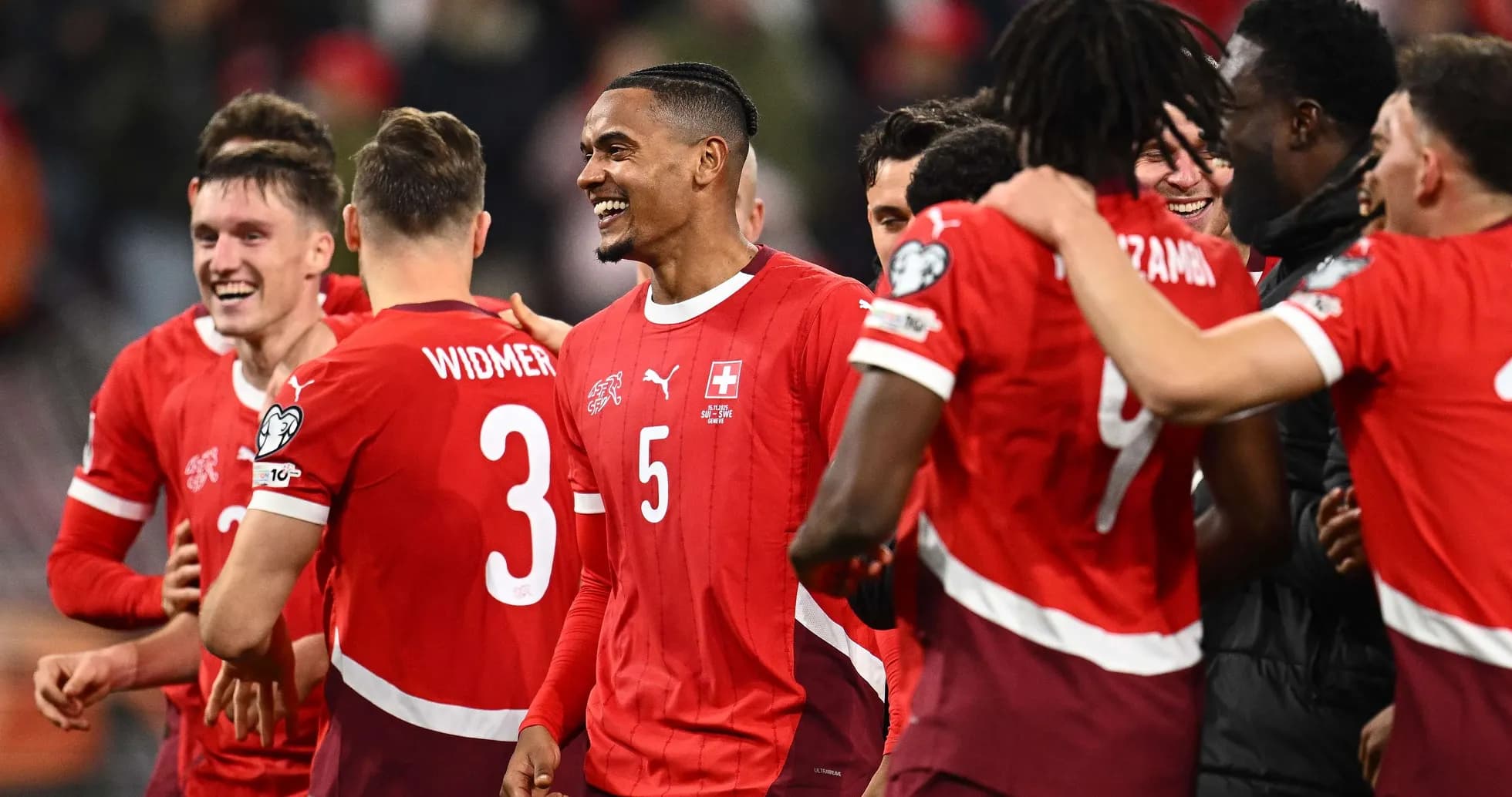 Switzerland players celebrating a goal