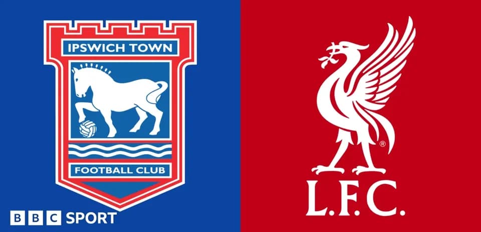 Logos of Ipswich Town and Liverpool FC on display