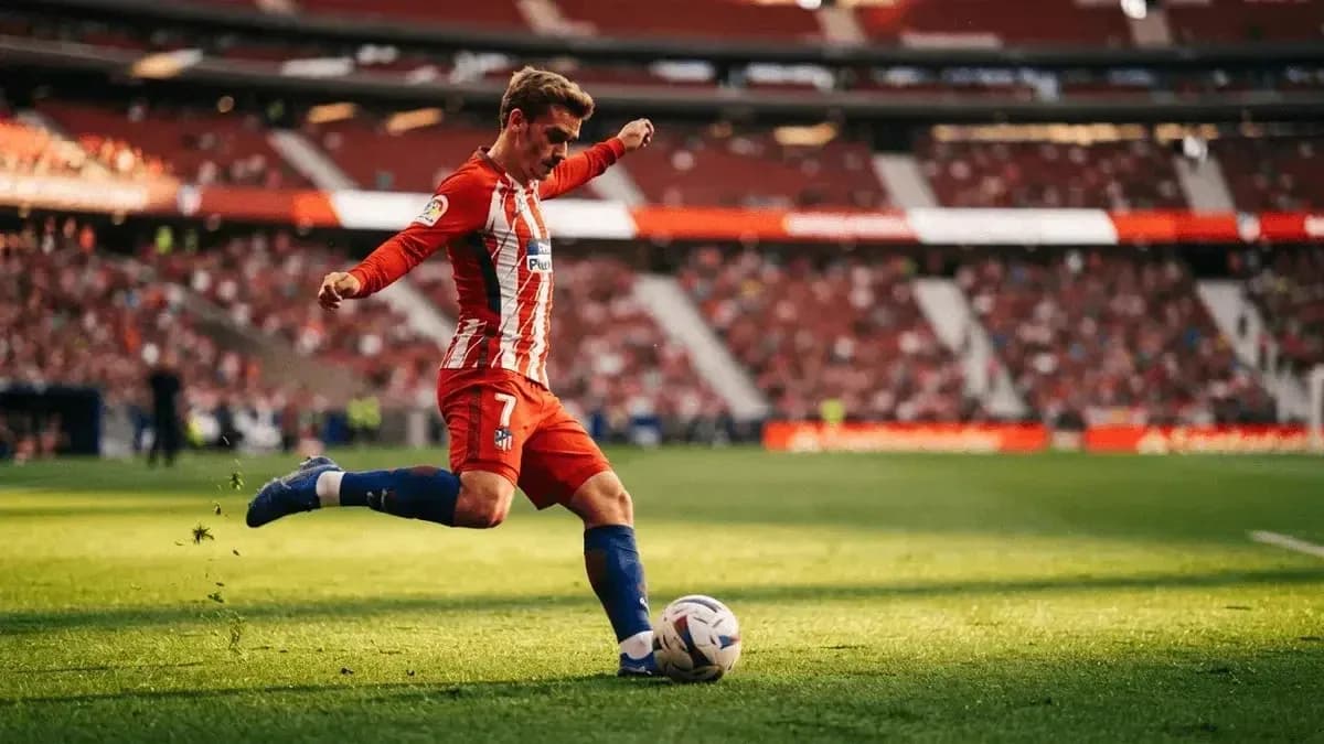 Player kicking ball during match at stadium