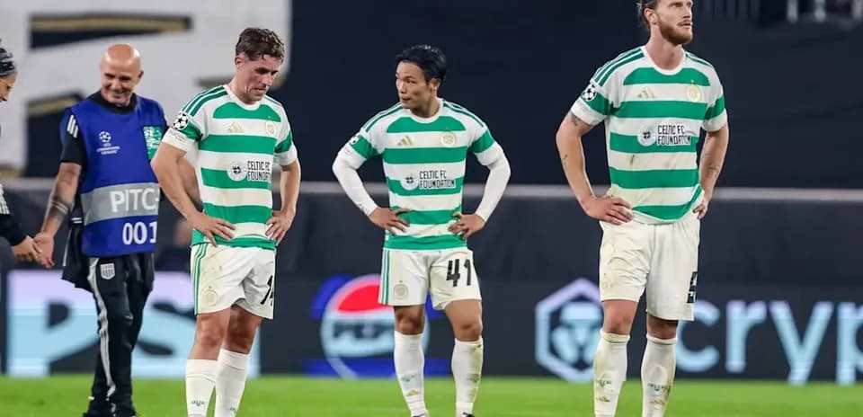 Celtic players dejected after match conclusion