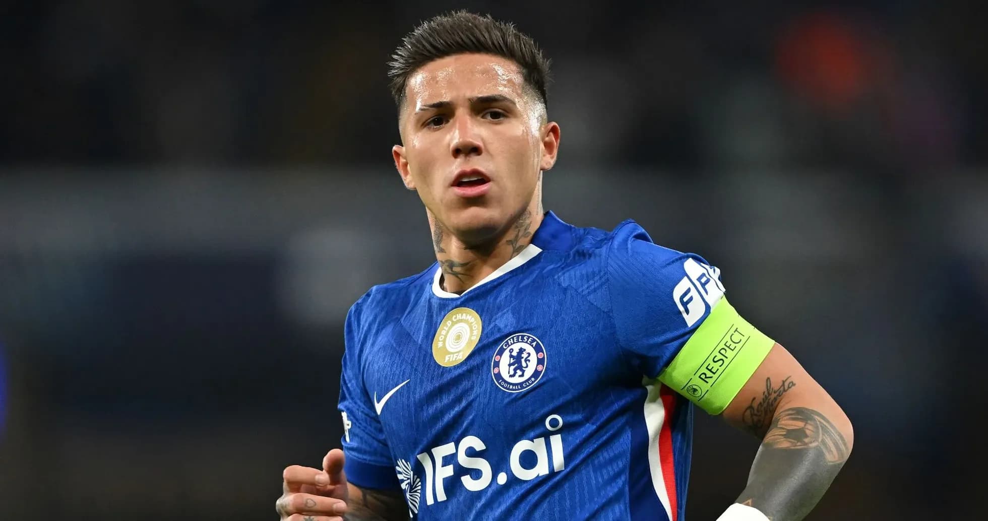 Player wearing Chelsea kit during a match