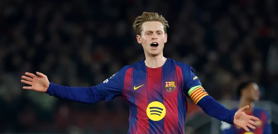 Player in Barcelona kit gesturing during match