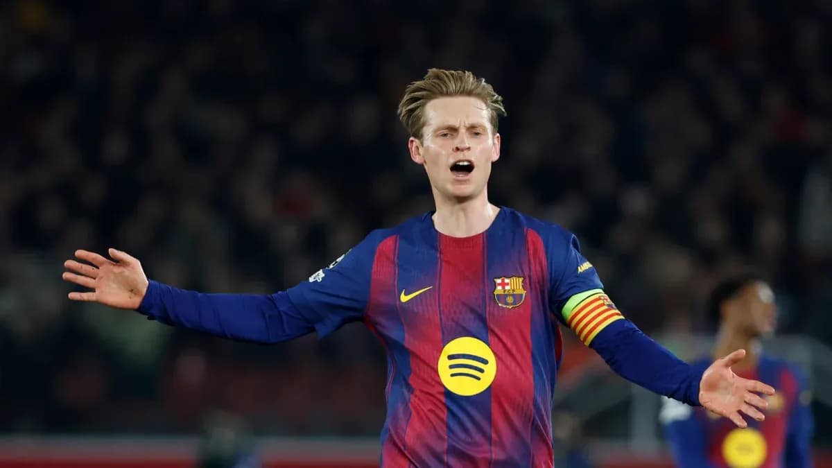 Player in Barcelona kit gesturing during match