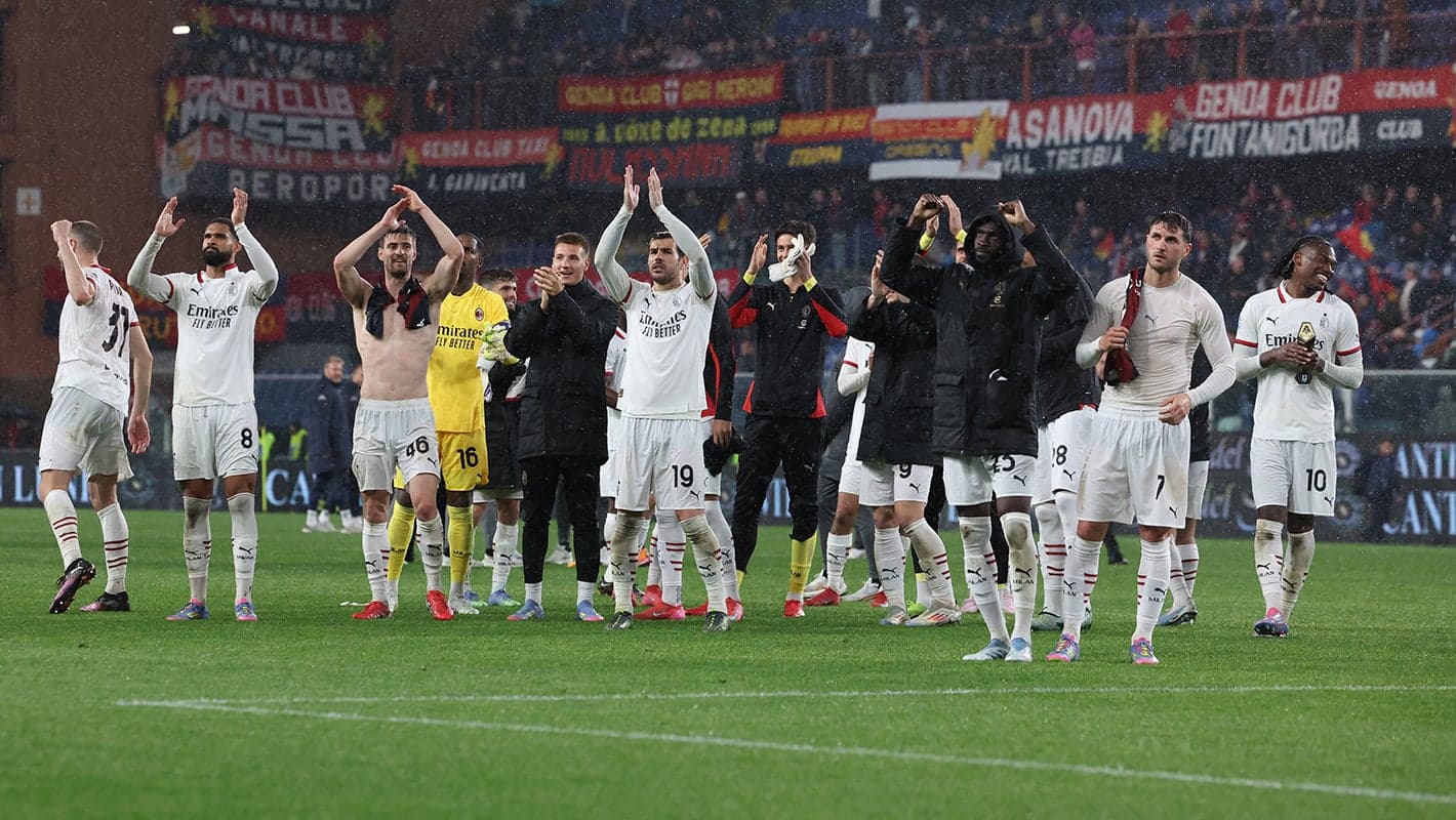 AC Milan players celebrating after the match