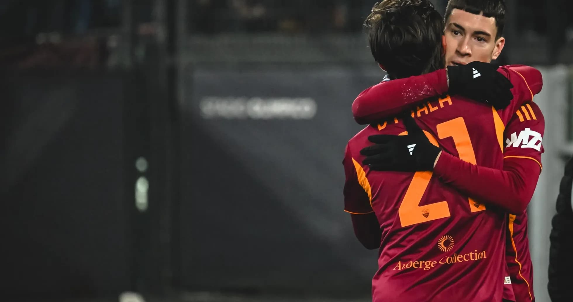 AS Roma players celebrating during Serie A match