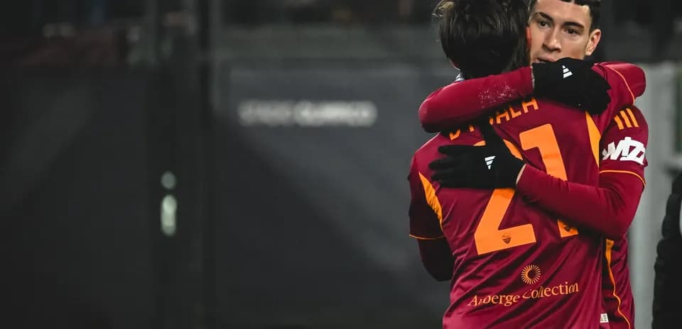 AS Roma players celebrating during Serie A match