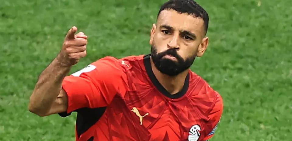 Player celebrating after scoring a goal for Egypt