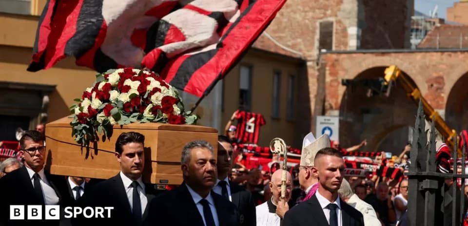 Funeral procession with coffin and flag bearers