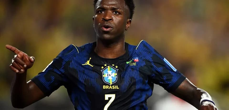 Player celebrating after scoring a goal for Brazil