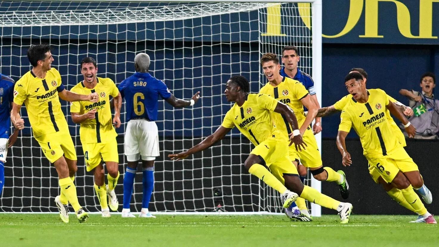 Villarreal players celebrating a goal in La Liga