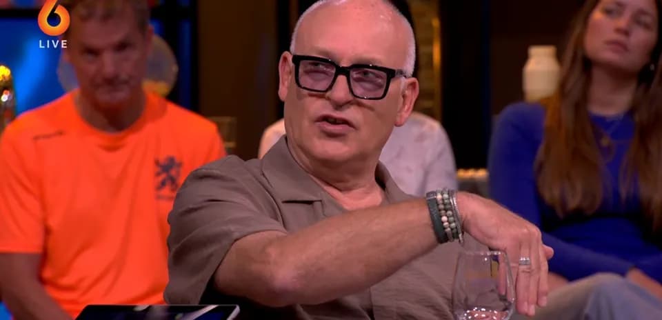 Man speaking during a talk show segment
