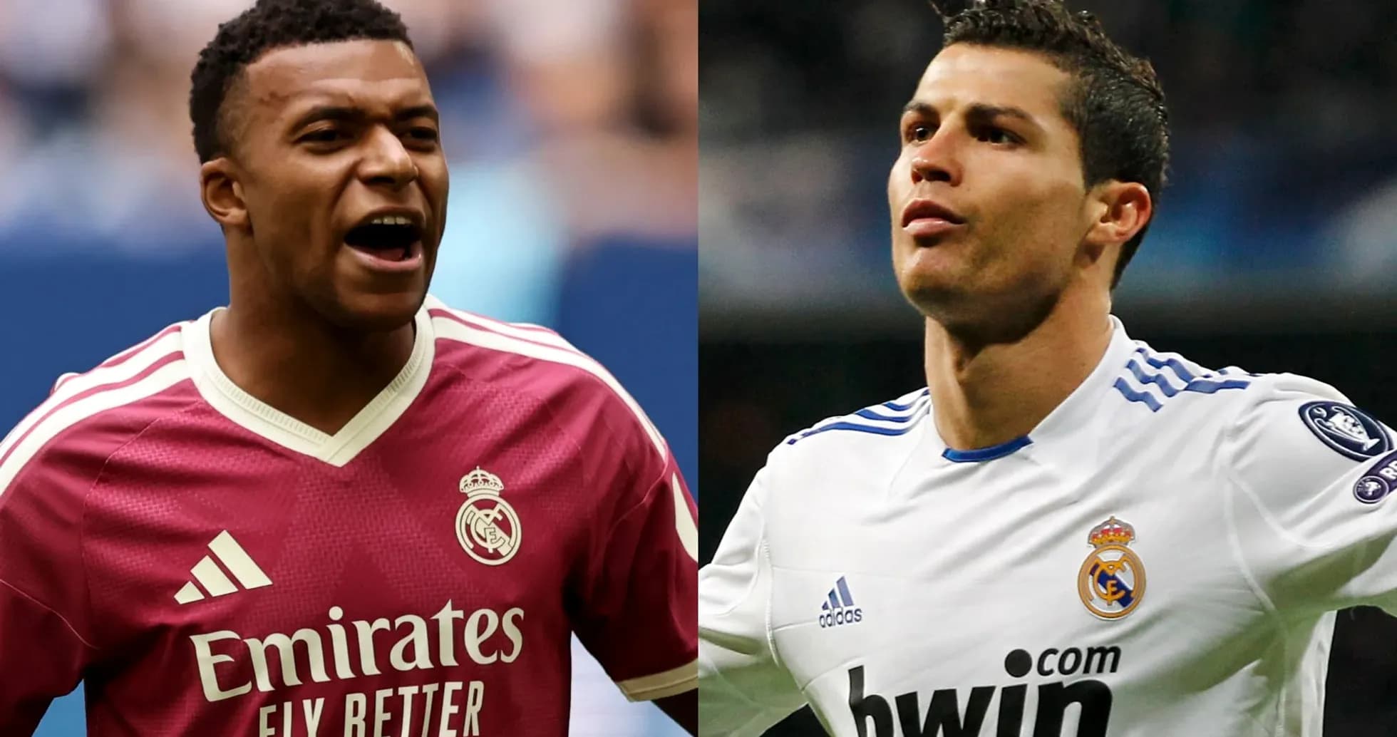 Mbappé and Ronaldo in Real Madrid jerseys