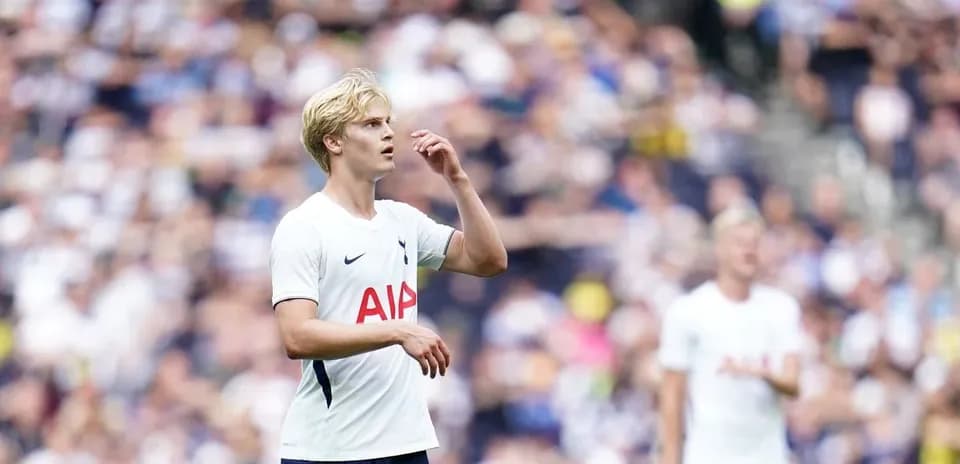 Tottenham player during match with fans in background